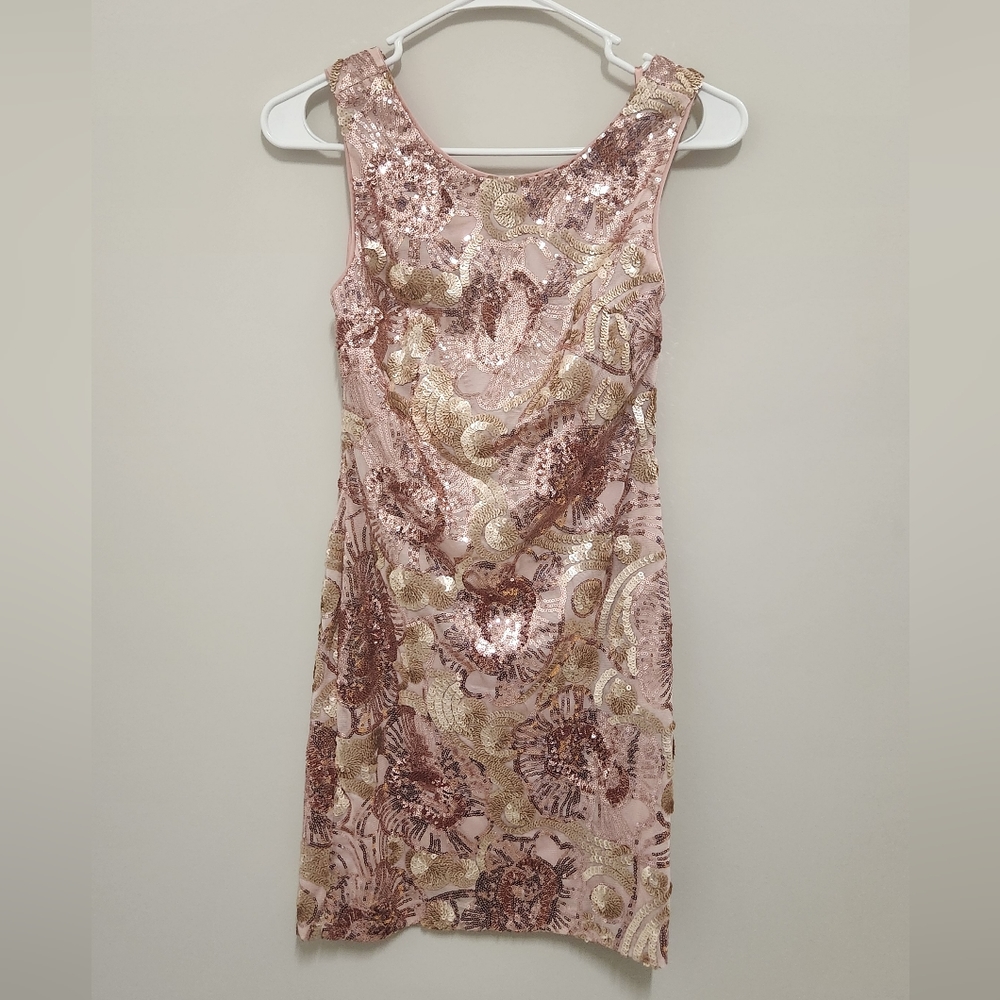 Ark & Co Rose Gold and champagne sequins dress